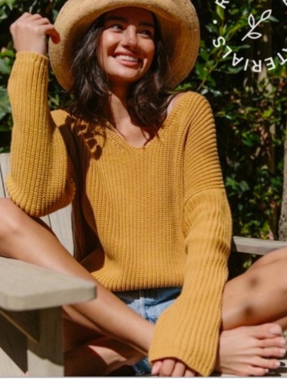 Jenni Kayne Sweater Fisherman Organic Cotton Blend in Mustard